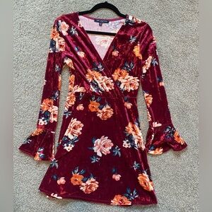 One Clothing Boho Y2K red shiny stretch velvet minidress/top